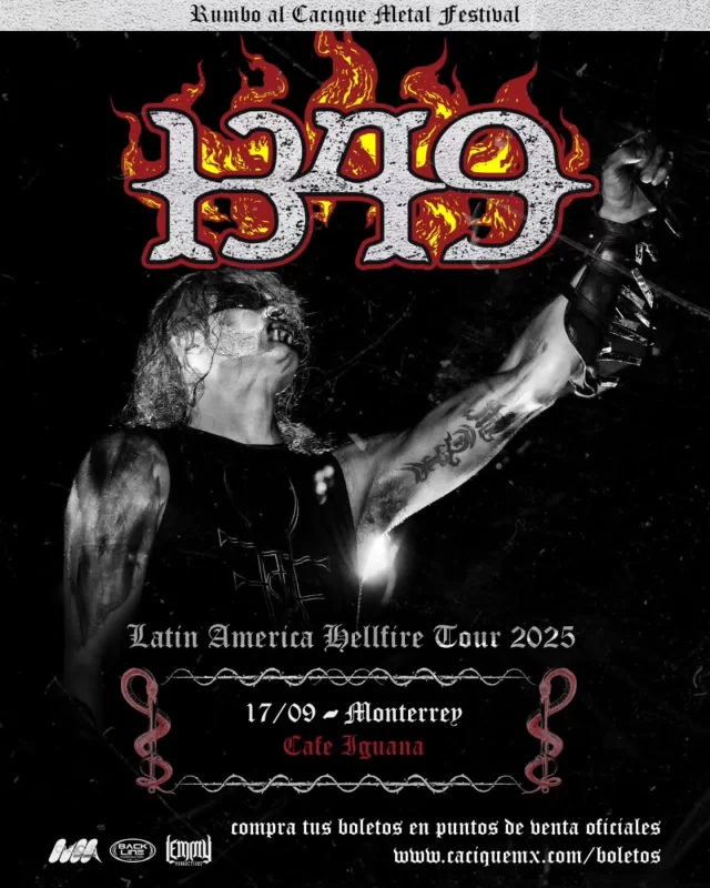 *** PRÓXIMO MIERCOLES EN MONTERREY ***

1349 en MTY • 17 de Septiembre • Café Iguana

Compra tus boletos aquí: https://boletomovil.com/evento/1349-la-legendaria-banda-noruega-mty-2025-09-17

Precio:
Preventa Regular: $750 pesos
Día del evento: $850 pesos

*** CUPO LIMITADO ***

📍 PUNTOS DE VENTA - SIN CARGOS:
• Mercado Fundadores (Puesto de Chucky Tours)
• Lucky Tattos (Suc. Salón Morelos)
• SOLICITA TUS BOLETOS A DOMICILIO ($50 pesos por envío), solicítalos vía whatsapp al: 81 2904 8424

📍 PUNTOS DE VENTA - CON CARGOS:
• ONLINE: https://boletomovil.com/evento/1349-la-legendaria-banda-noruega-mty-2025-09-17